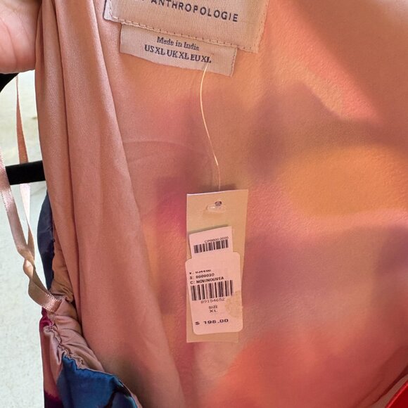 NWT Colorful Satin One-Shoulder Mini Dress Size XL BHLDN by Anthropologie - Picture 3 of 3